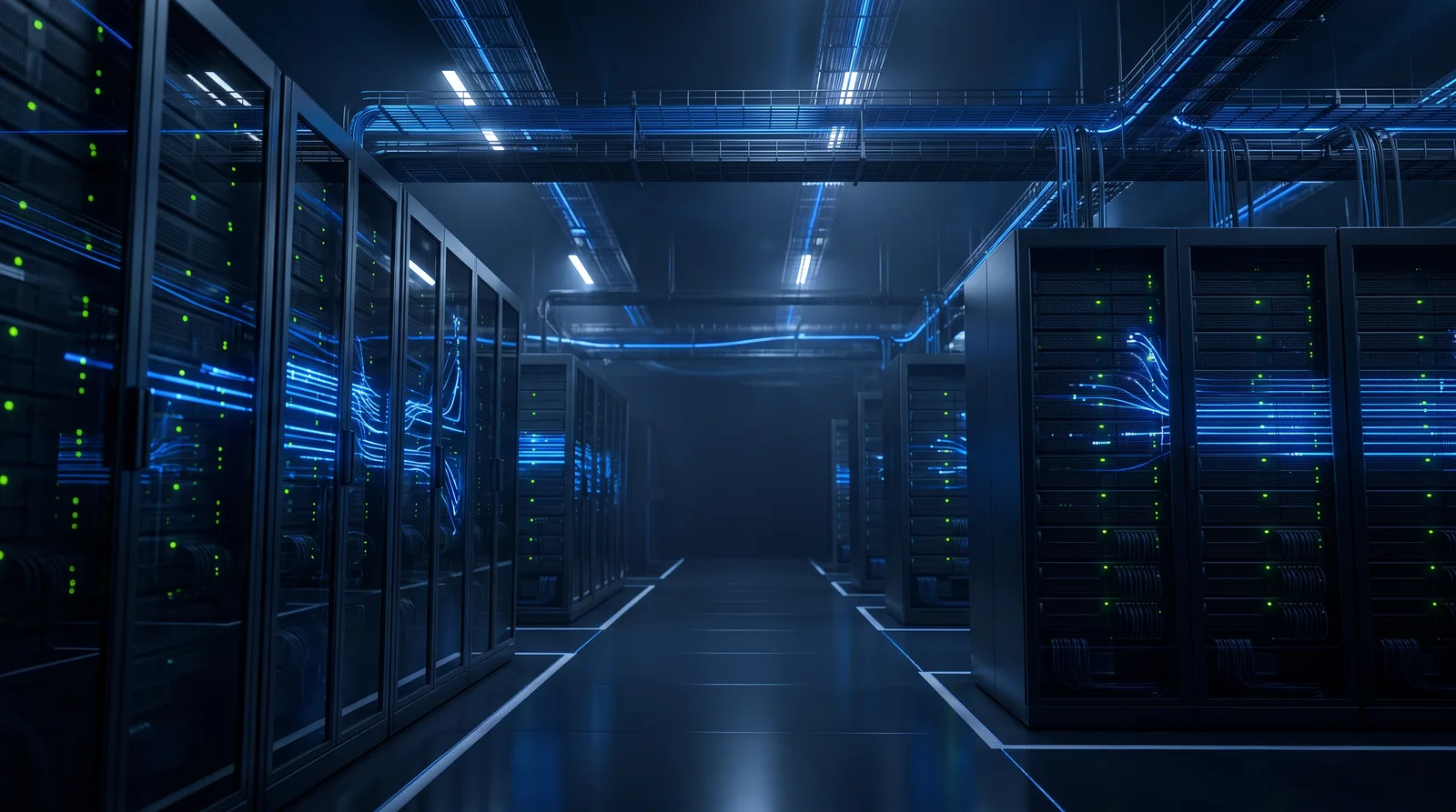 Modern Hosting Dada data center with high-performance server racks